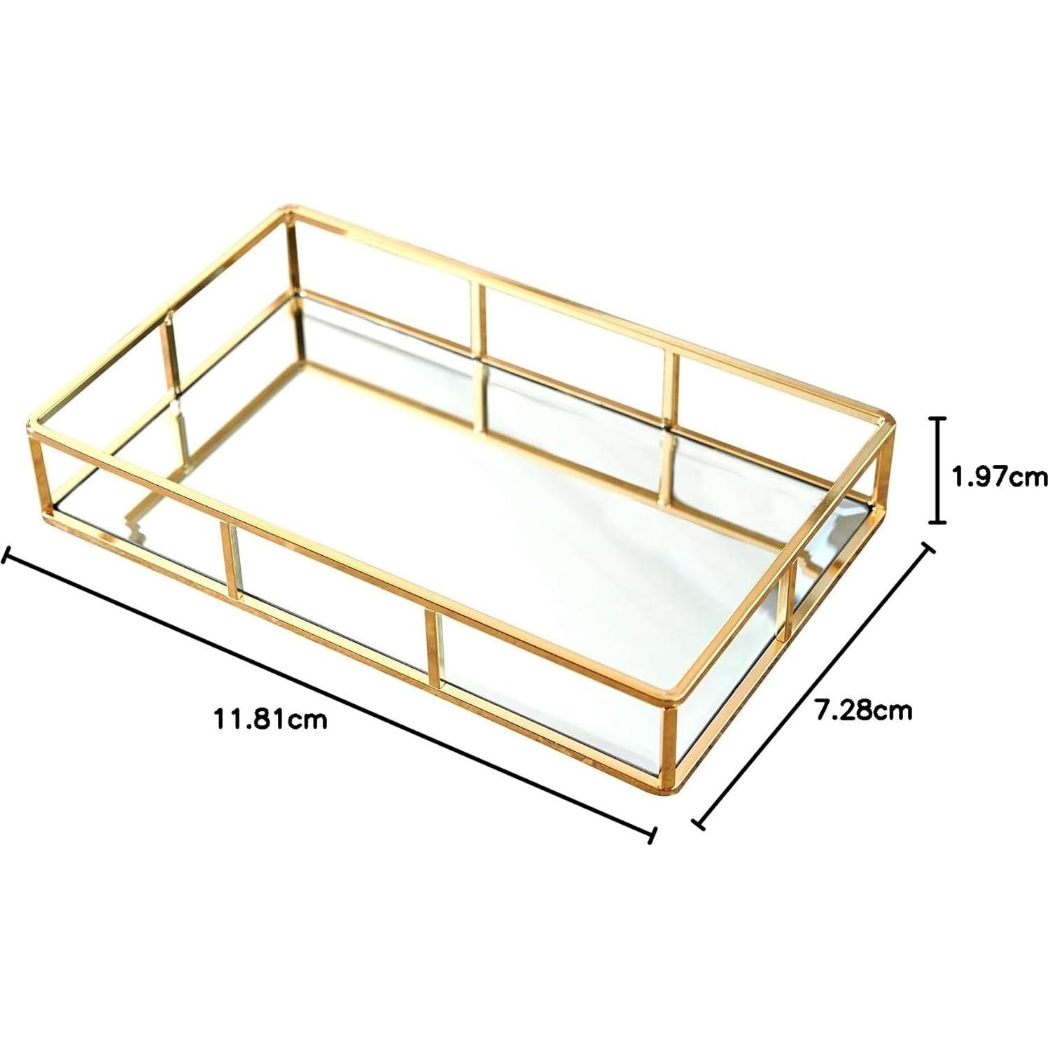 Bandeja Espejo Dorada PuTwo 30x18.5 cm Organizador Joyería