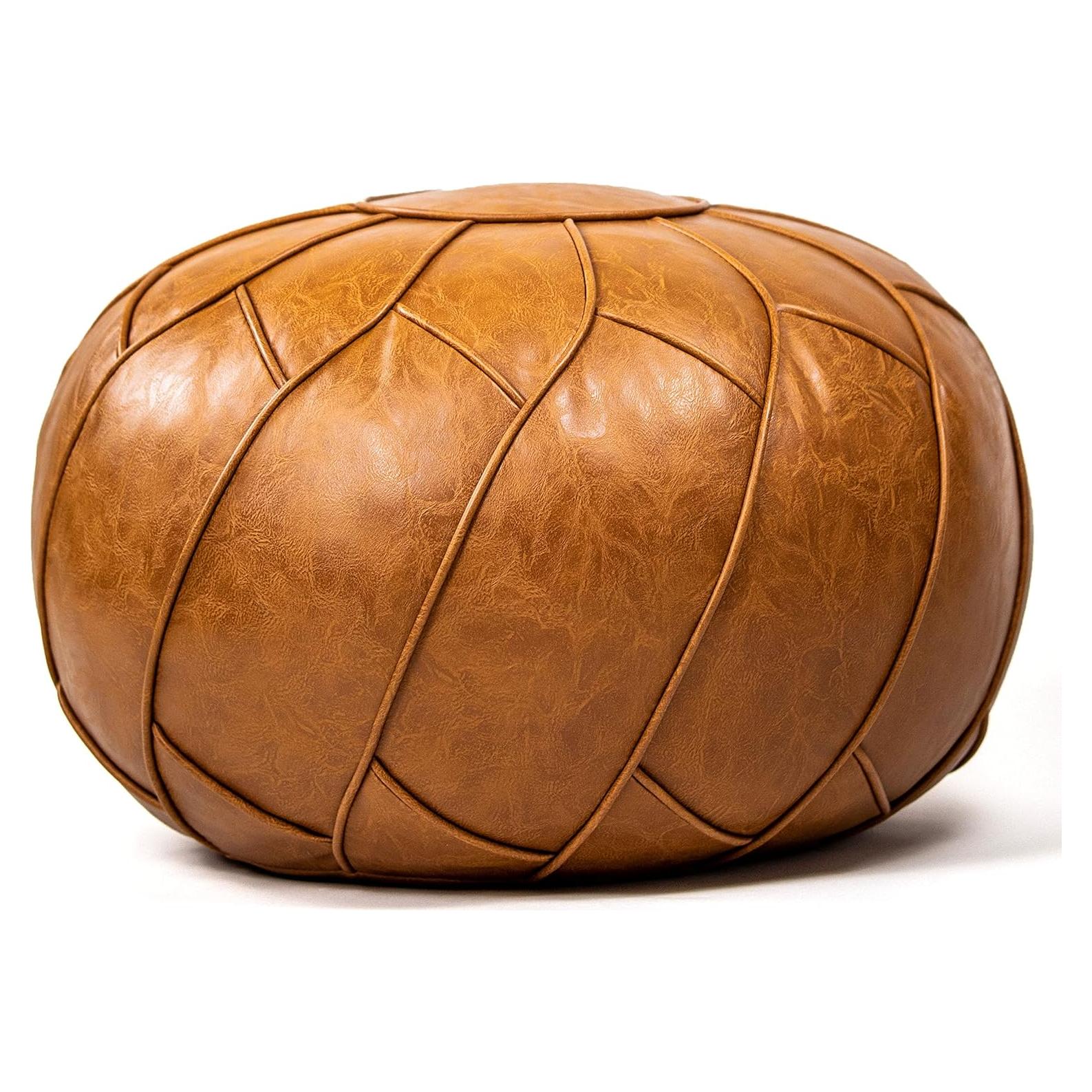 Pouf Ottoman Moderner de Cuero PU Marrón 58 cm - Reposapiés