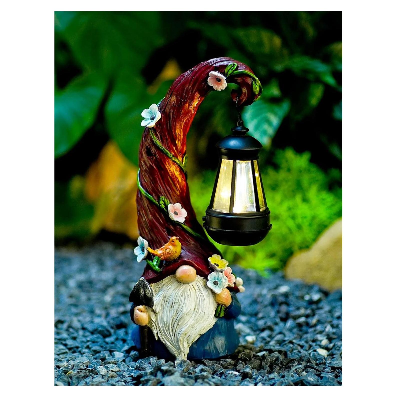 Estatua Decorativa de Jardín Gnome Solar Pohabery 33cm