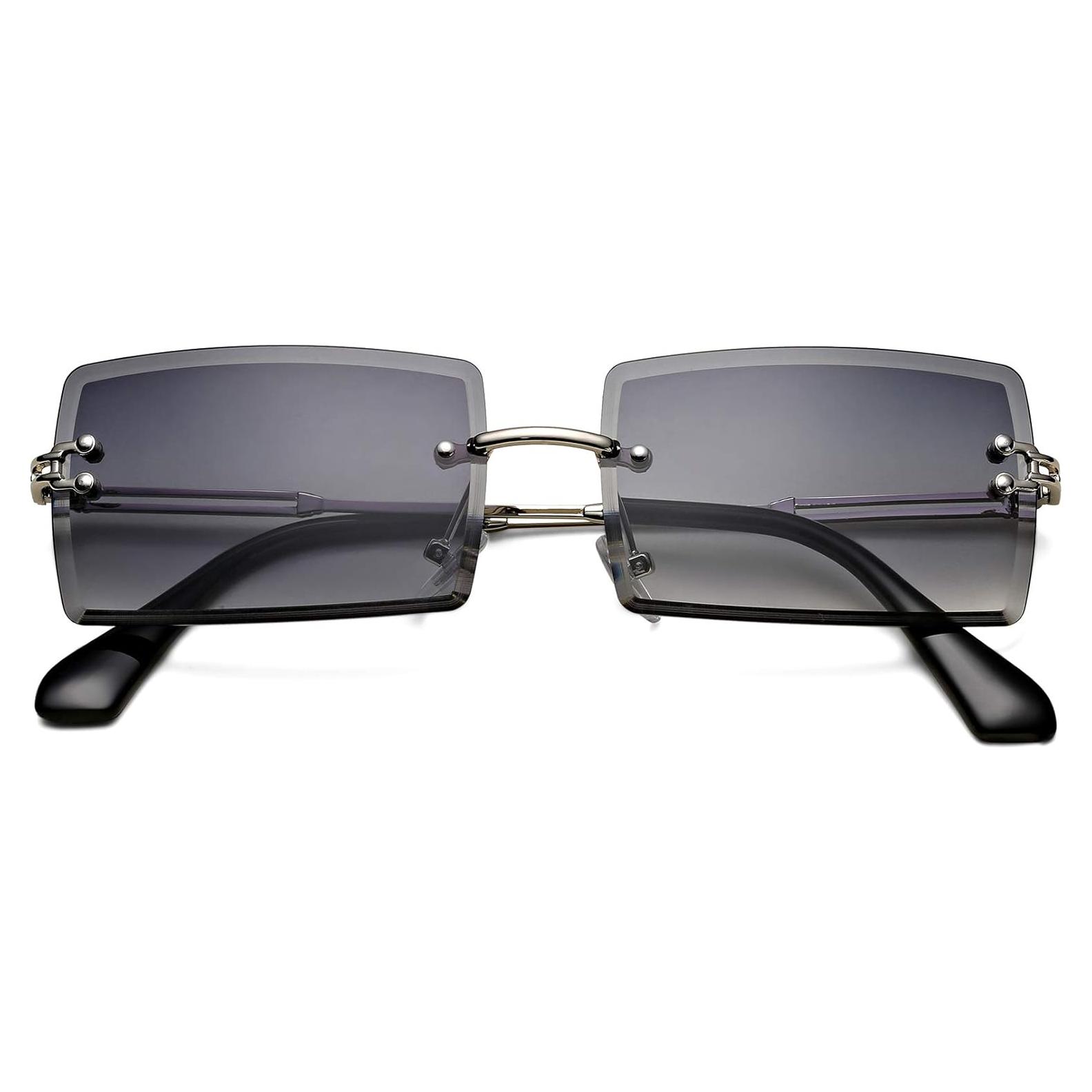 Gafas de Sol Rectangulares Metal Gris Degradado UV400