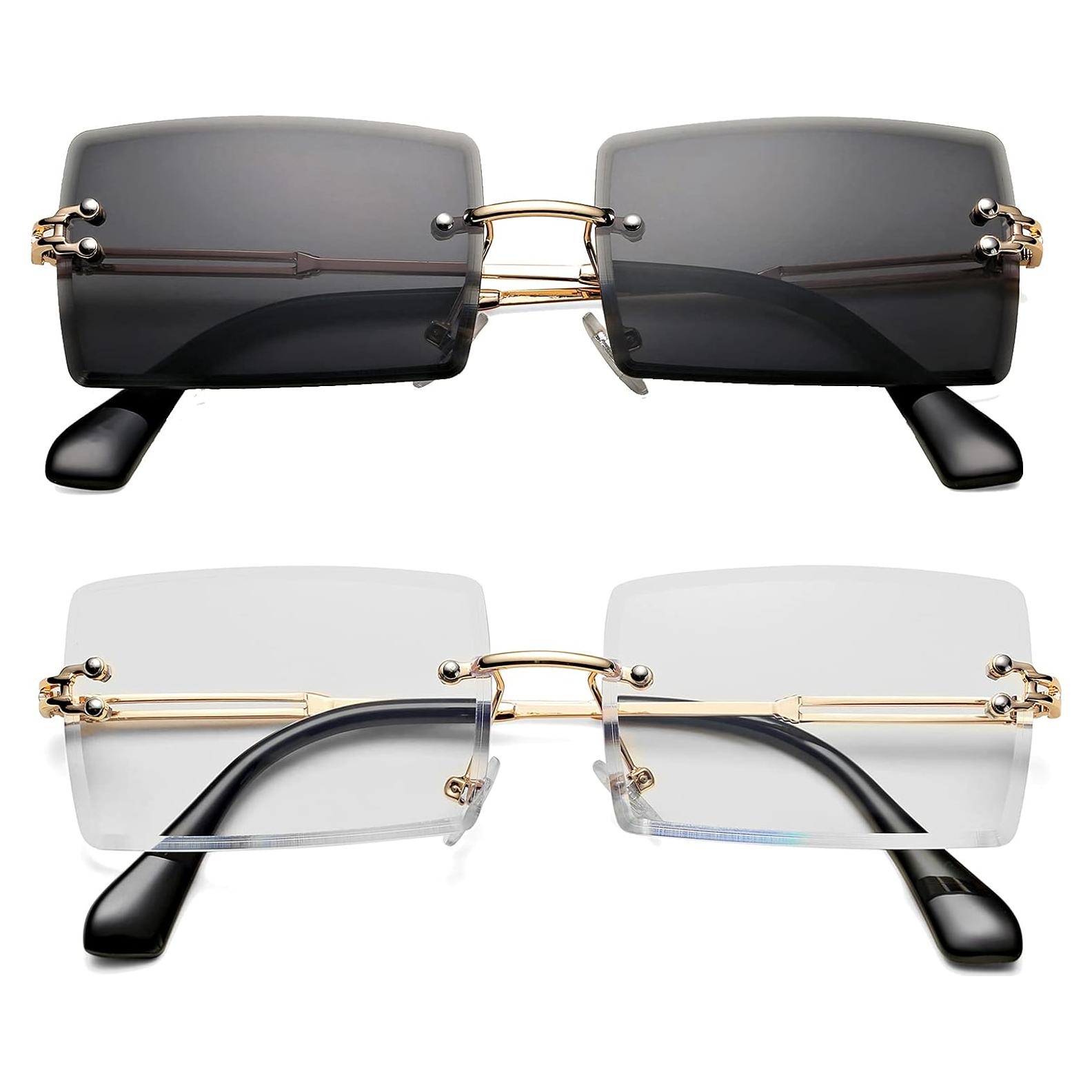 Gafas de Sol Rectangulares UV400 Metal Transparente y Gris