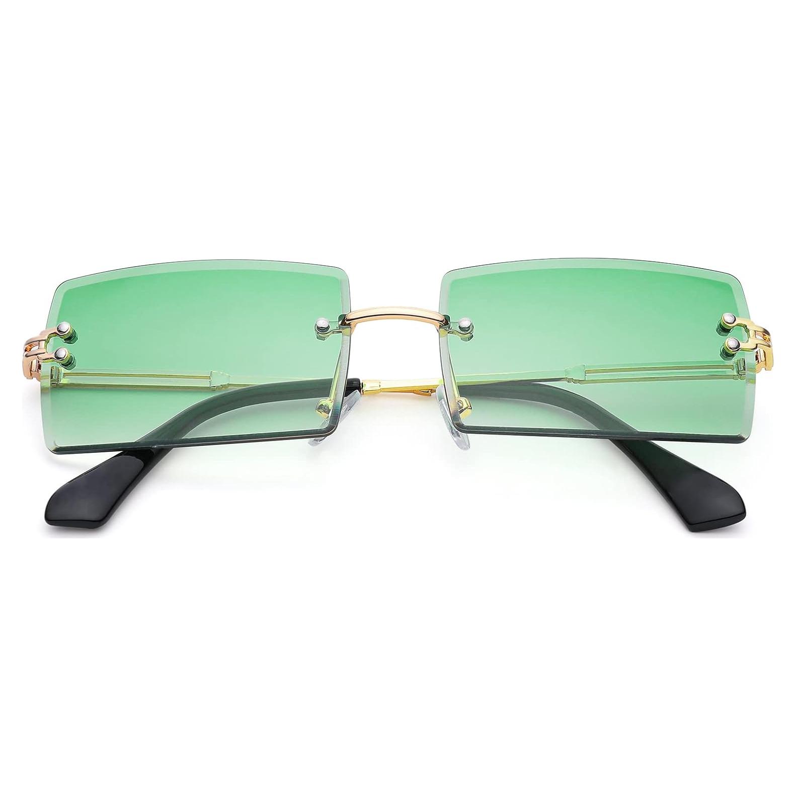 Gafas de Sol Rectangulares UV400 para Mujeres - Verde Degradado