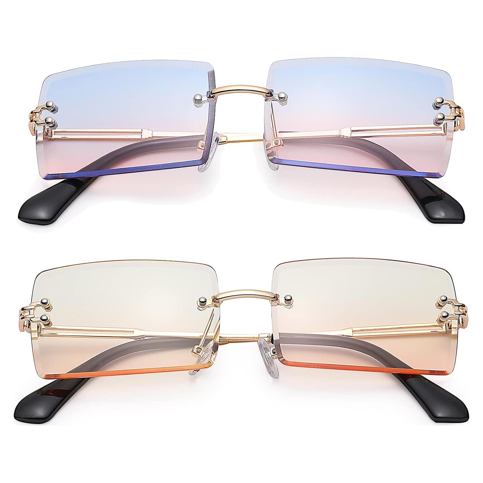 Gafas de Sol Rectangulares UV400 Metalicas 58mm - 2 Paquetes