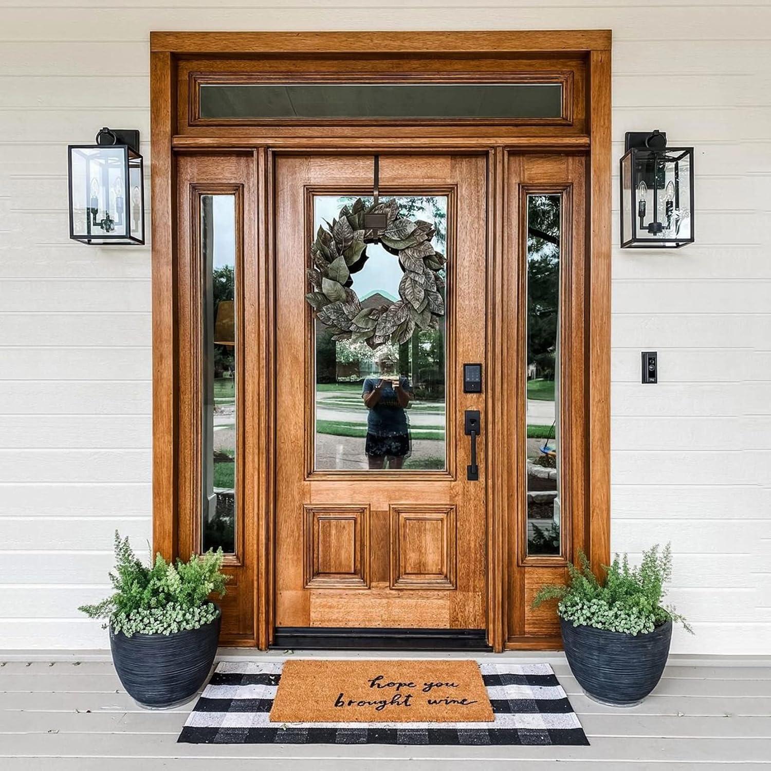 Alfombra Rectangular SEEKSEE 70x110cm Algodón Cuadros Blanco y Negro