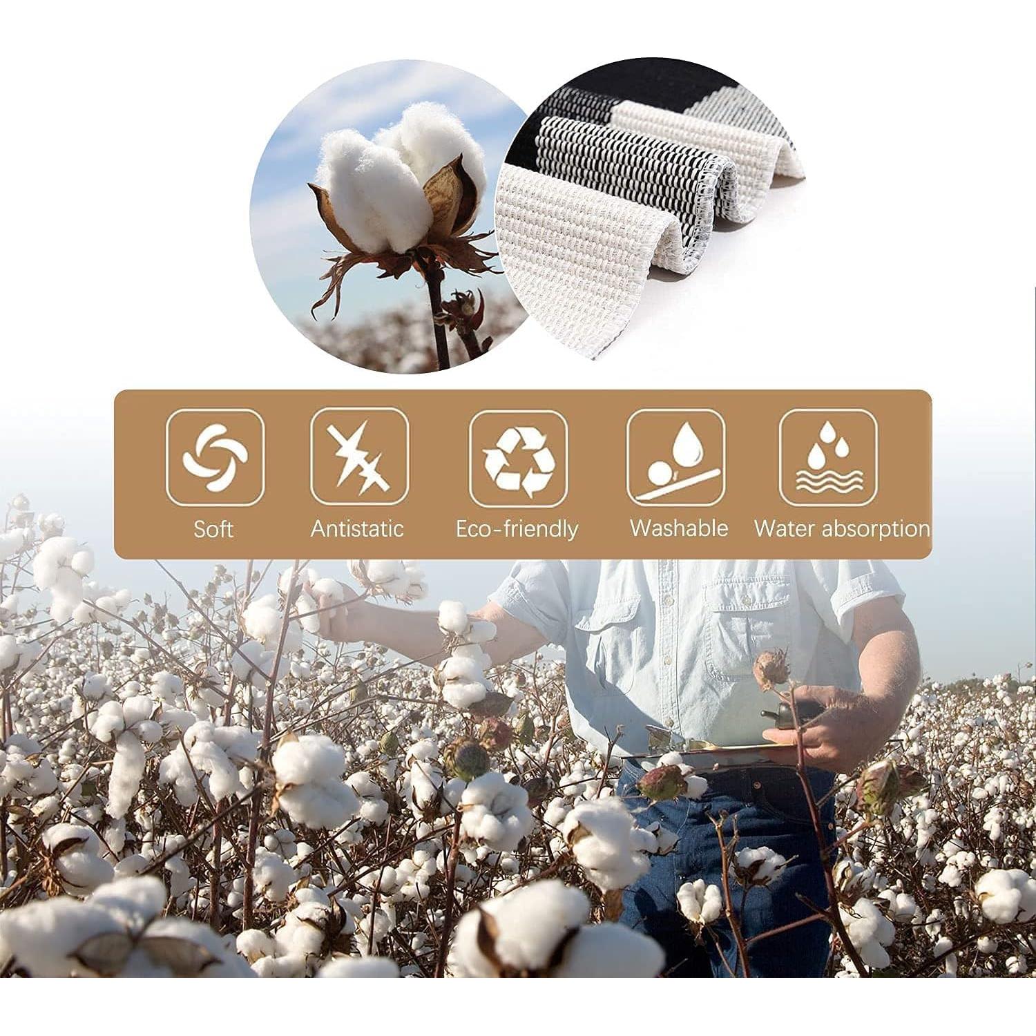 Alfombra Rectangular SEEKSEE 70x110cm Algodón Cuadros Blanco y Negro