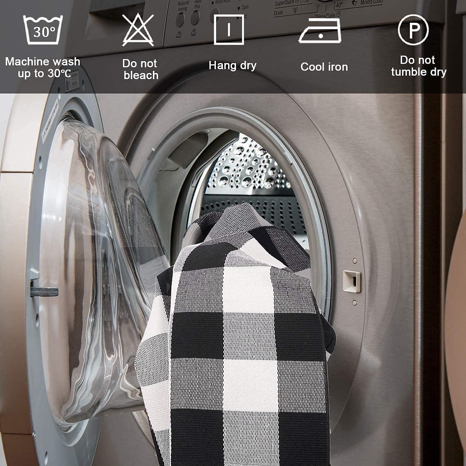 Alfombra Rectangular SEEKSEE 70x110cm Algodón Cuadros Blanco y Negro