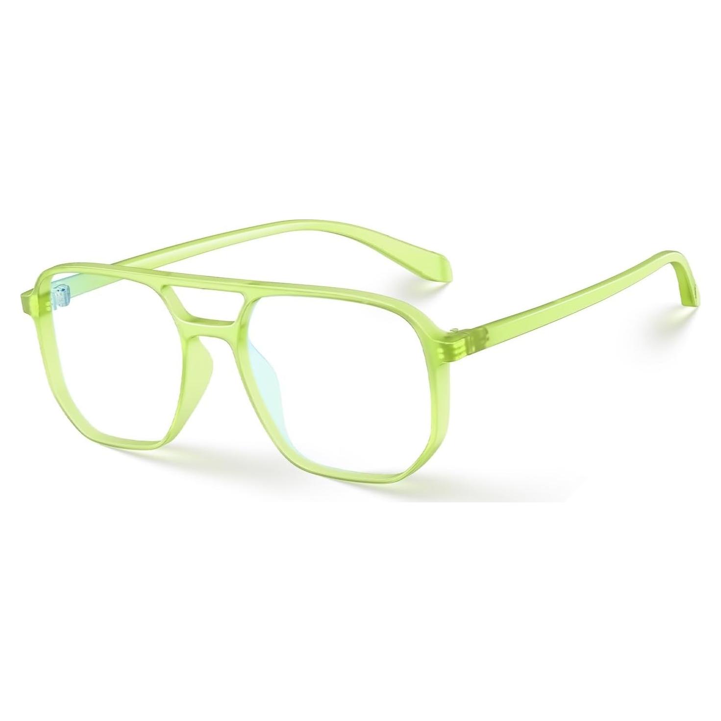 VISOONE Oversized Aviator Frame Lightweight Blue Light Blocking Glasses for Women Men Pilot Fake Nerd Eyeglasses Marion