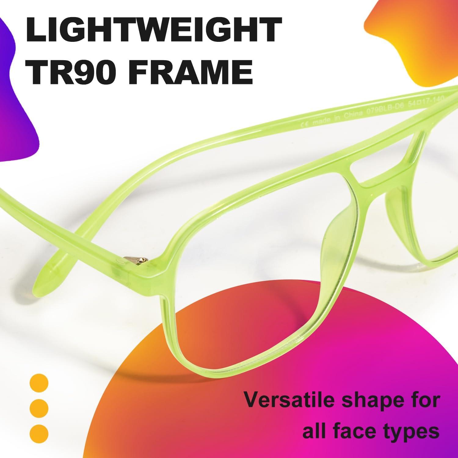 VISOONE Oversized Aviator Frame Lightweight Blue Light Blocking Glasses for Women Men Pilot Fake Nerd Eyeglasses Marion