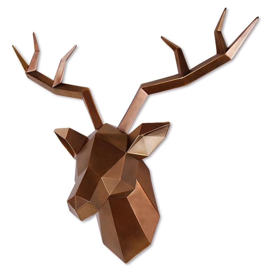 Cabeza de Ciervo Geométrica Keygift en Cobre Antiguo 48x43 cm