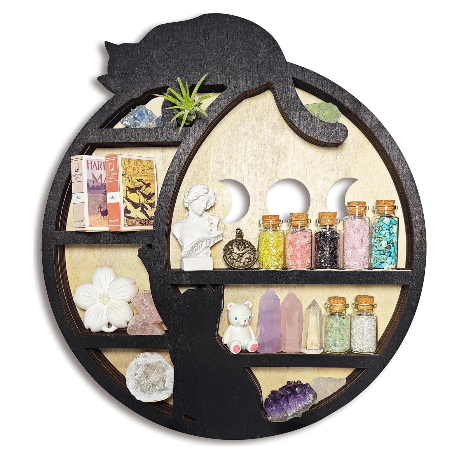 Estante Flotante de Madera FNYDOX para Cristales y Gatos