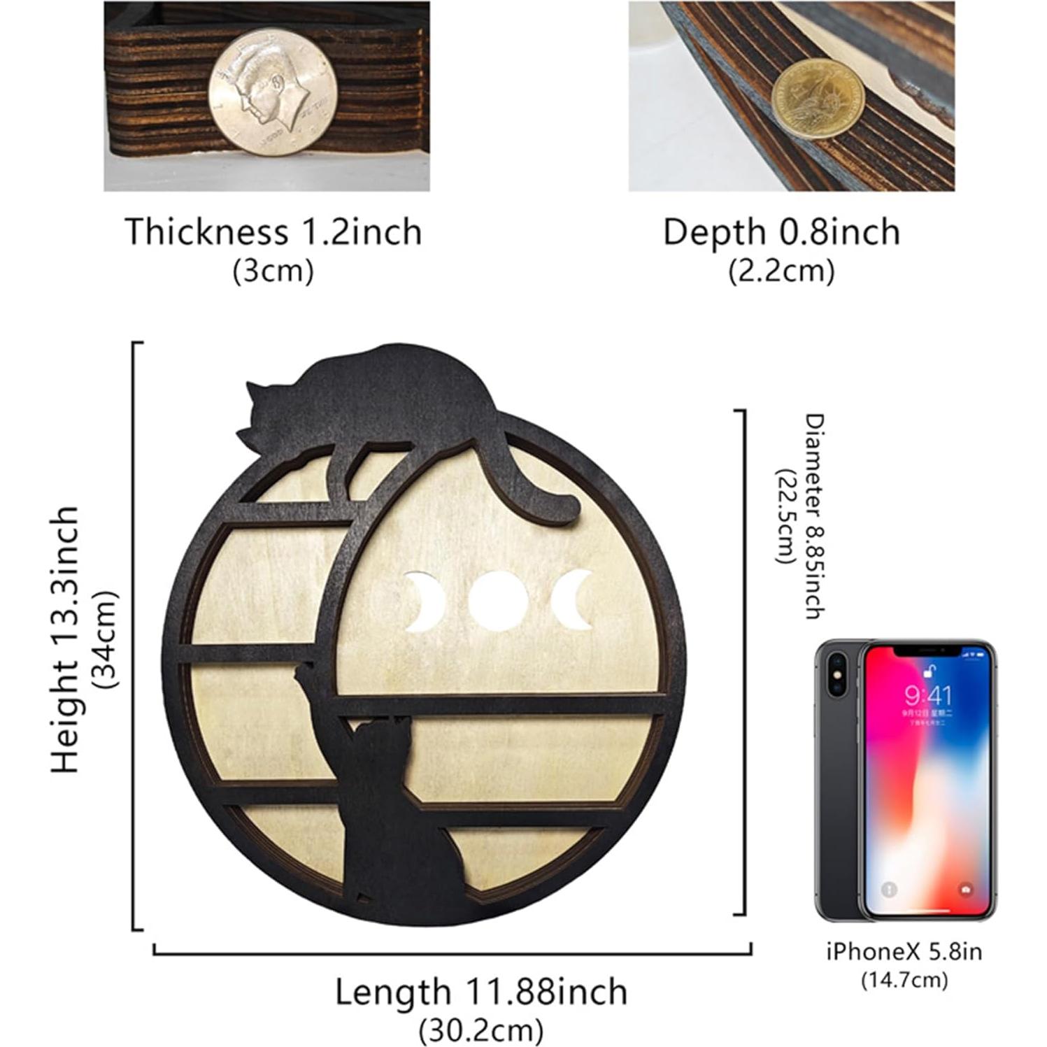 Estante Flotante de Madera FNYDOX para Cristales y Gatos