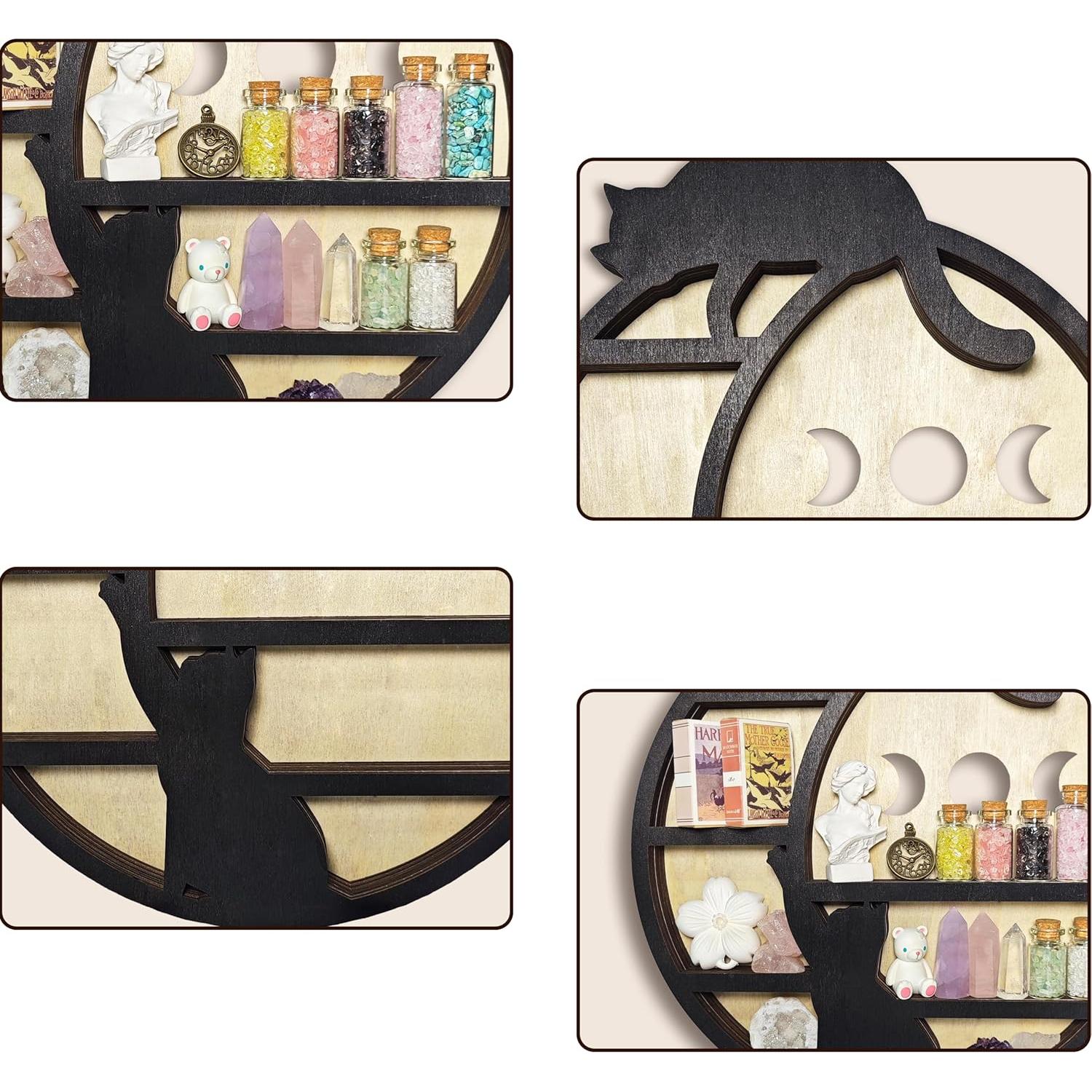 Estante Flotante de Madera FNYDOX para Cristales y Gatos