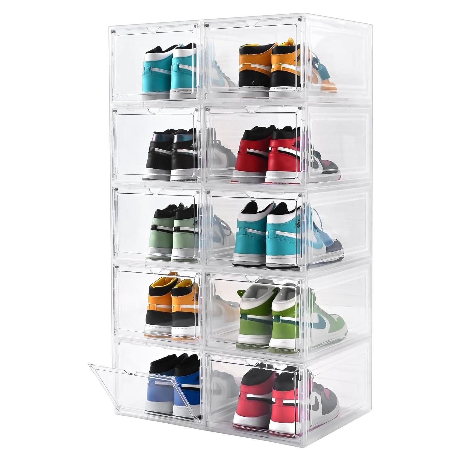 Cajas de Zapatos Apilables Beehomay Transparentes 10 Paquetes