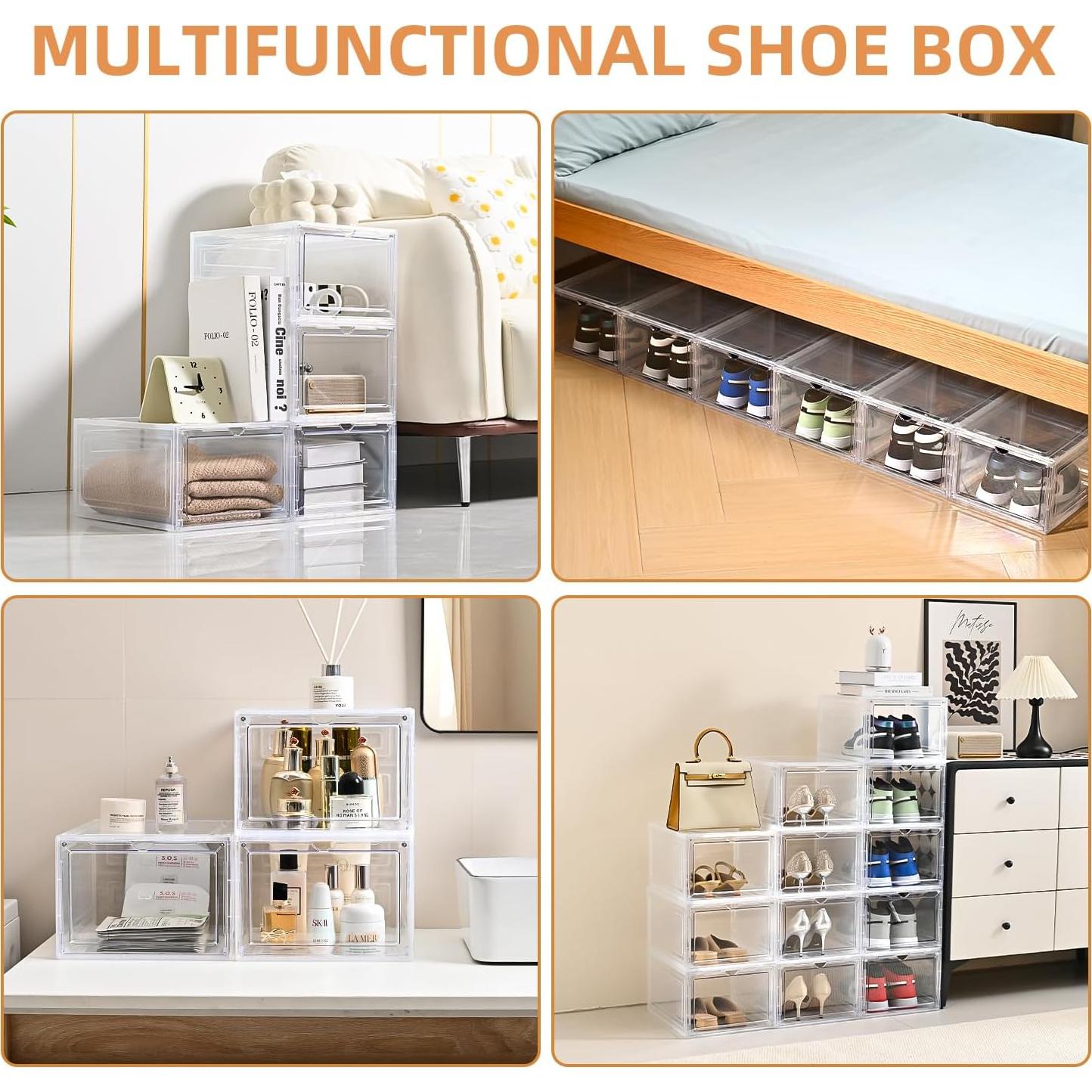 Cajas de Zapatos Apilables Beehomay Transparentes 10 Paquetes