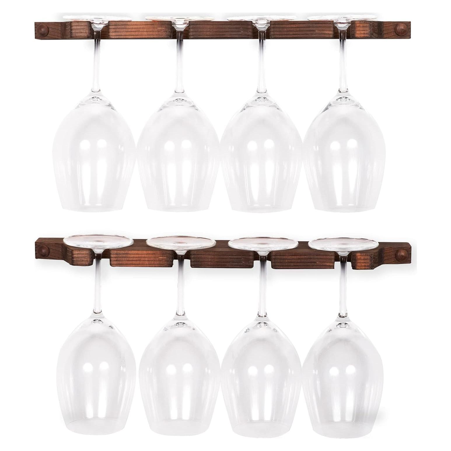 Estante Colgante de Madera Rustic State para 8 Copas de Vino 43 cm