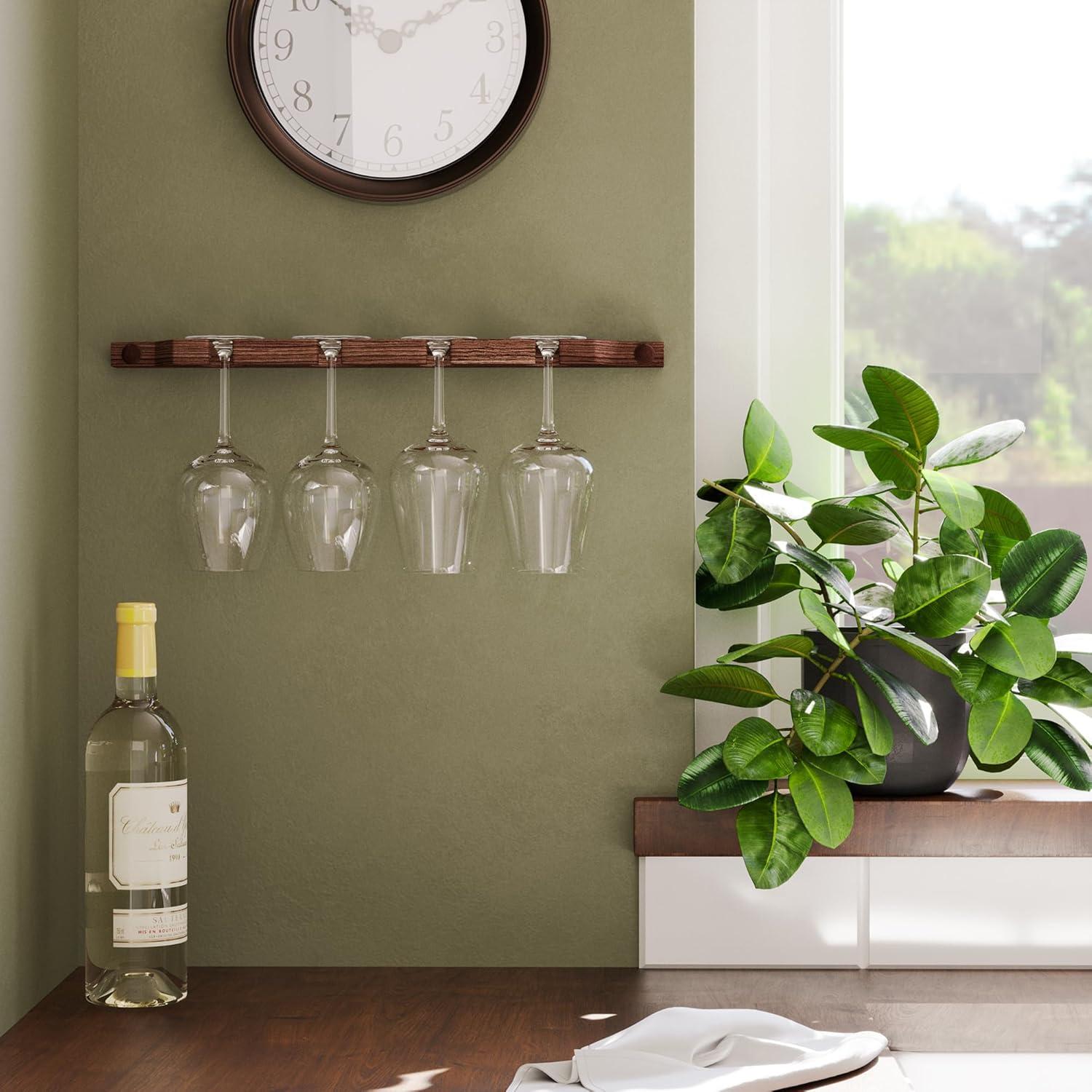 Estante Colgante de Madera Rustic State para 8 Copas de Vino 43 cm