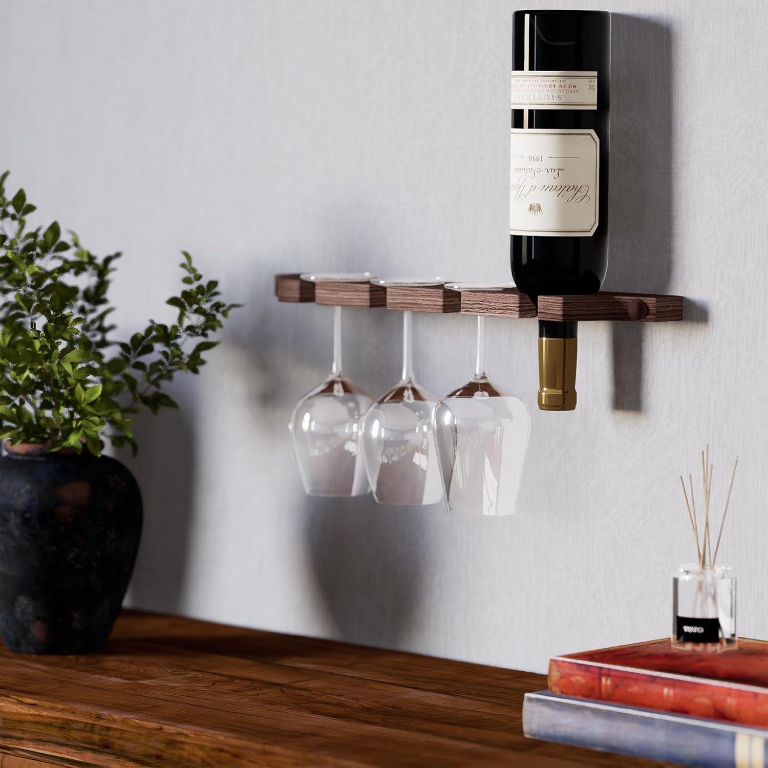 Estante Colgante de Madera Rustic State para 8 Copas de Vino 43 cm