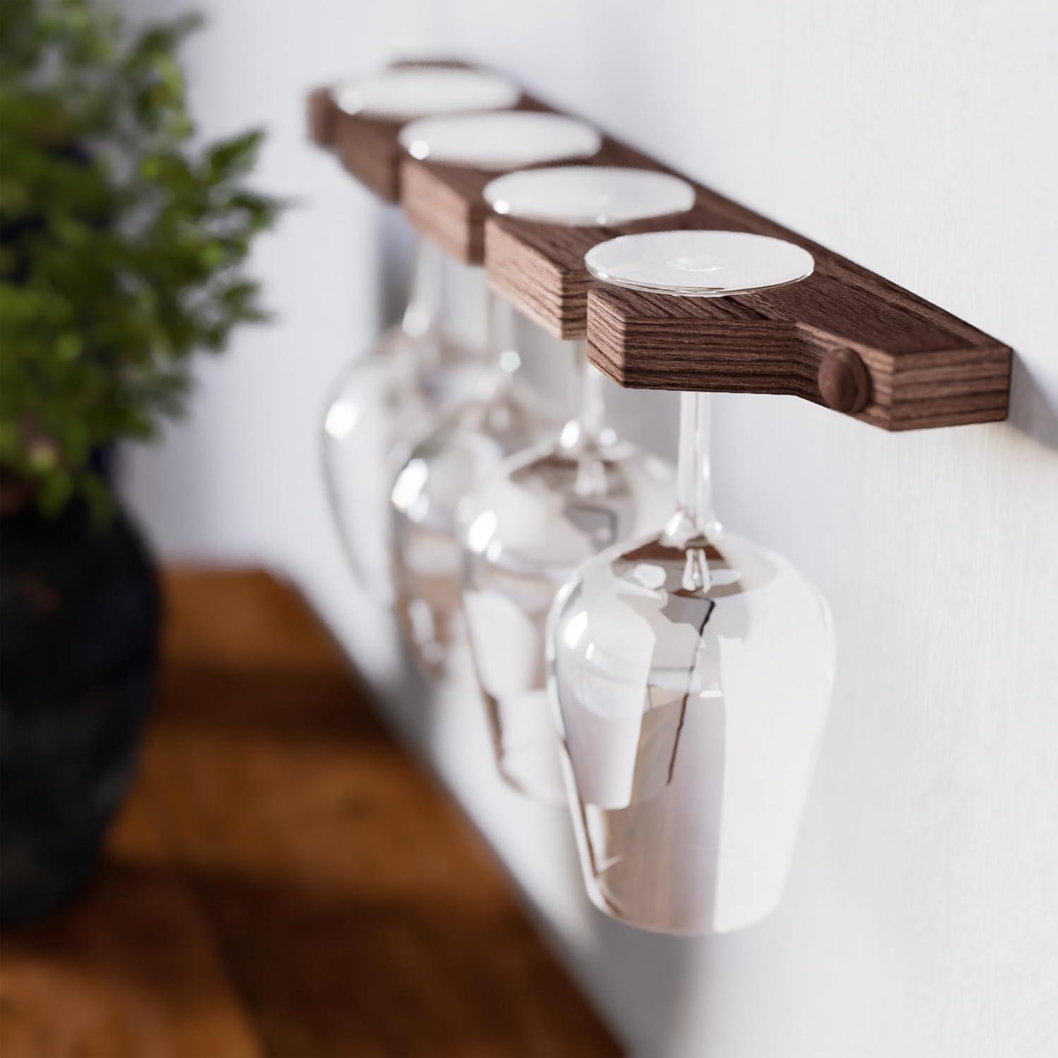 Estante Colgante de Madera Rustic State para 8 Copas de Vino 43 cm