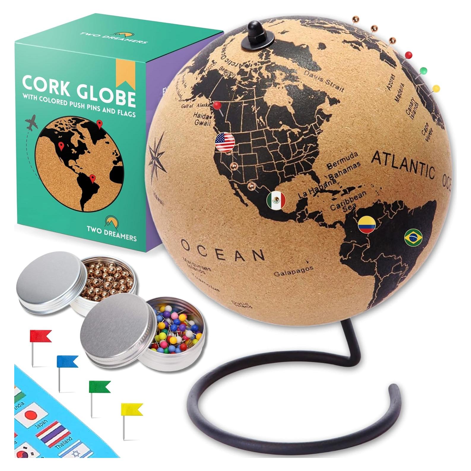 Globo de Corcho Grande 32 cm TWO DREAMERS con Mapa Mundial
