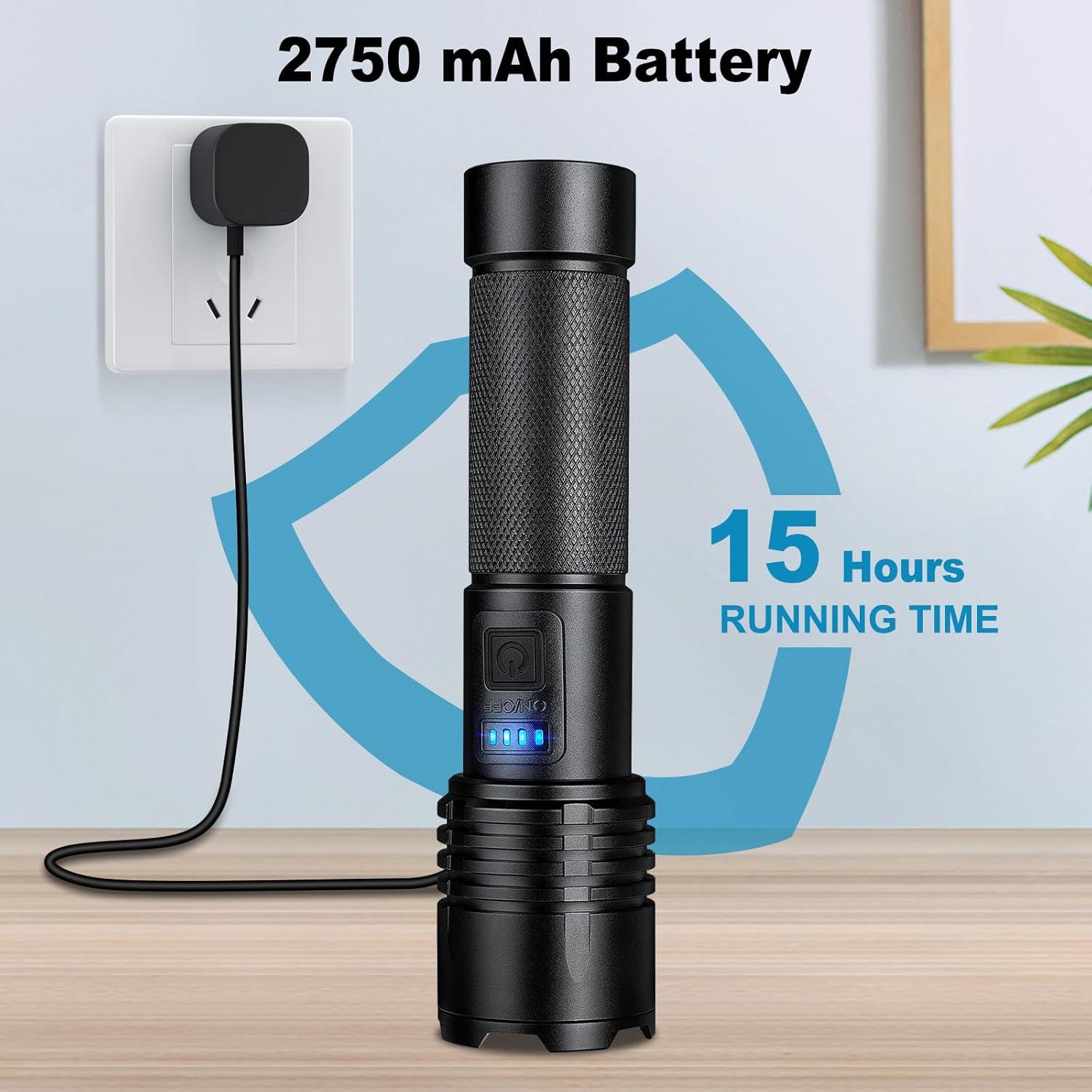 KINGCAESAR Paquete 3 Linternas Recargables LED 990000 Lúmenes