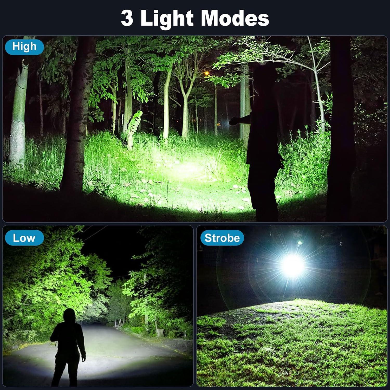 KINGCAESAR Paquete 3 Linternas Recargables LED 990000 Lúmenes