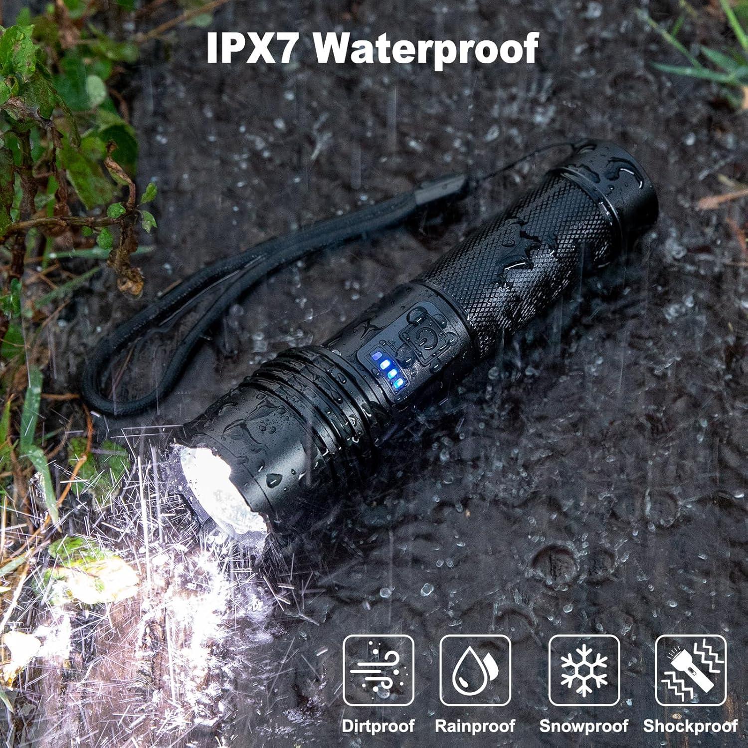 KINGCAESAR Paquete 3 Linternas Recargables LED 990000 Lúmenes