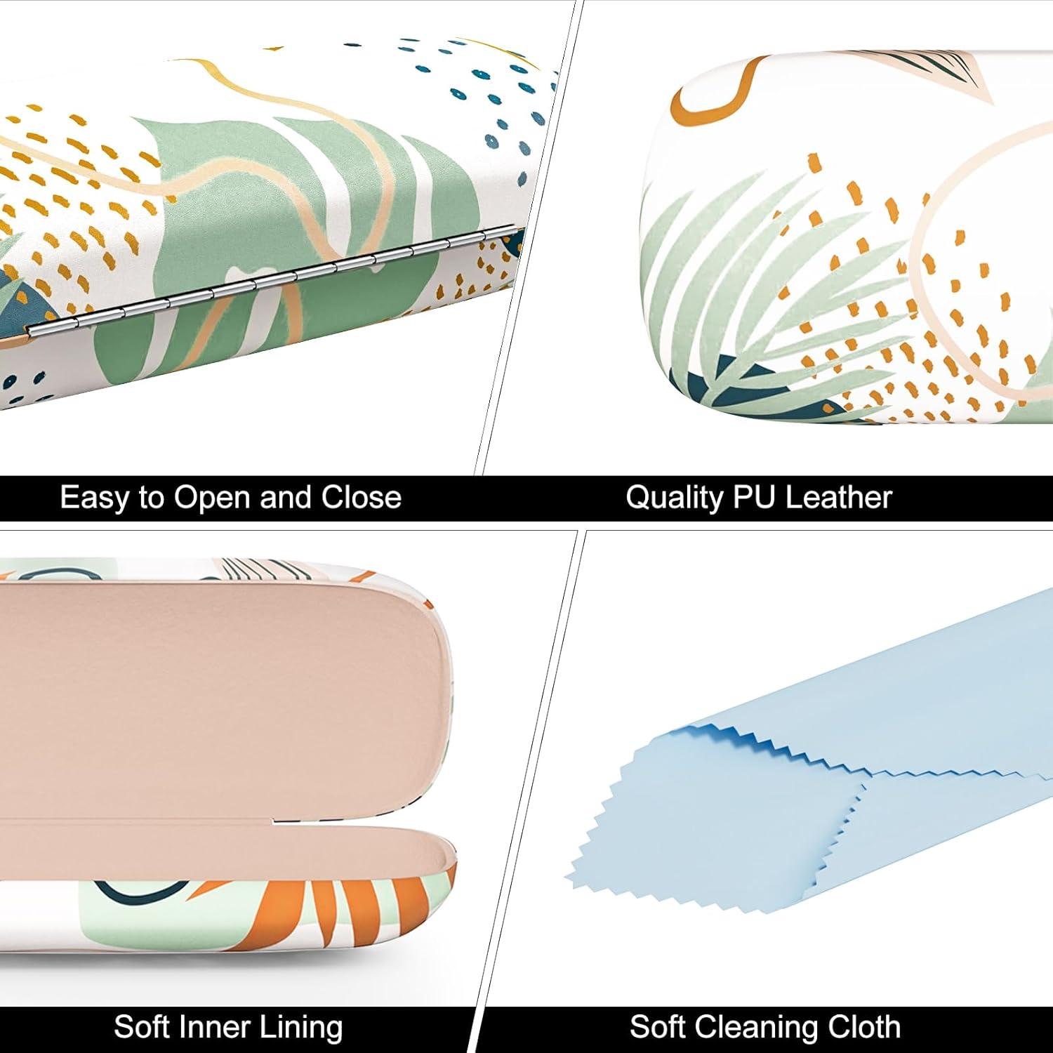 Estuche Duro para Gafas Hoja Abstracta con Paño de Limpieza