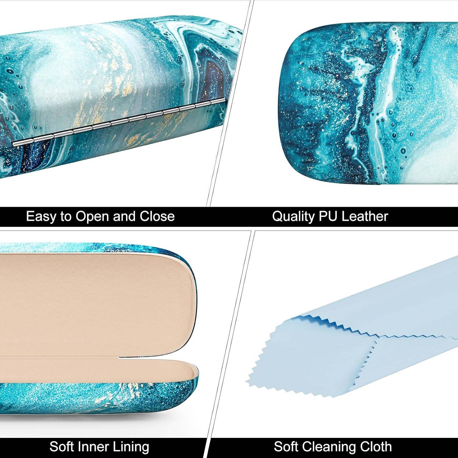 Estuche Duro para Gafas Mármol Azul Océano Unisex