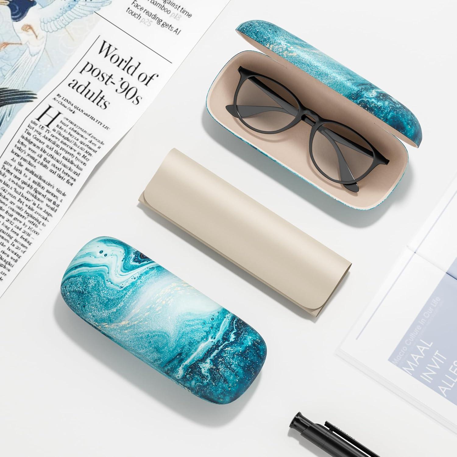 Estuche Duro para Gafas Mármol Azul Océano Unisex
