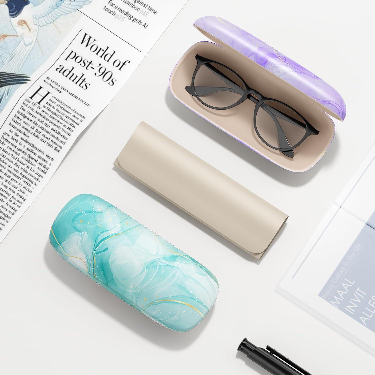 Estuche Duro para Gafas Unisex - 3 Piezas Mármol Colorido