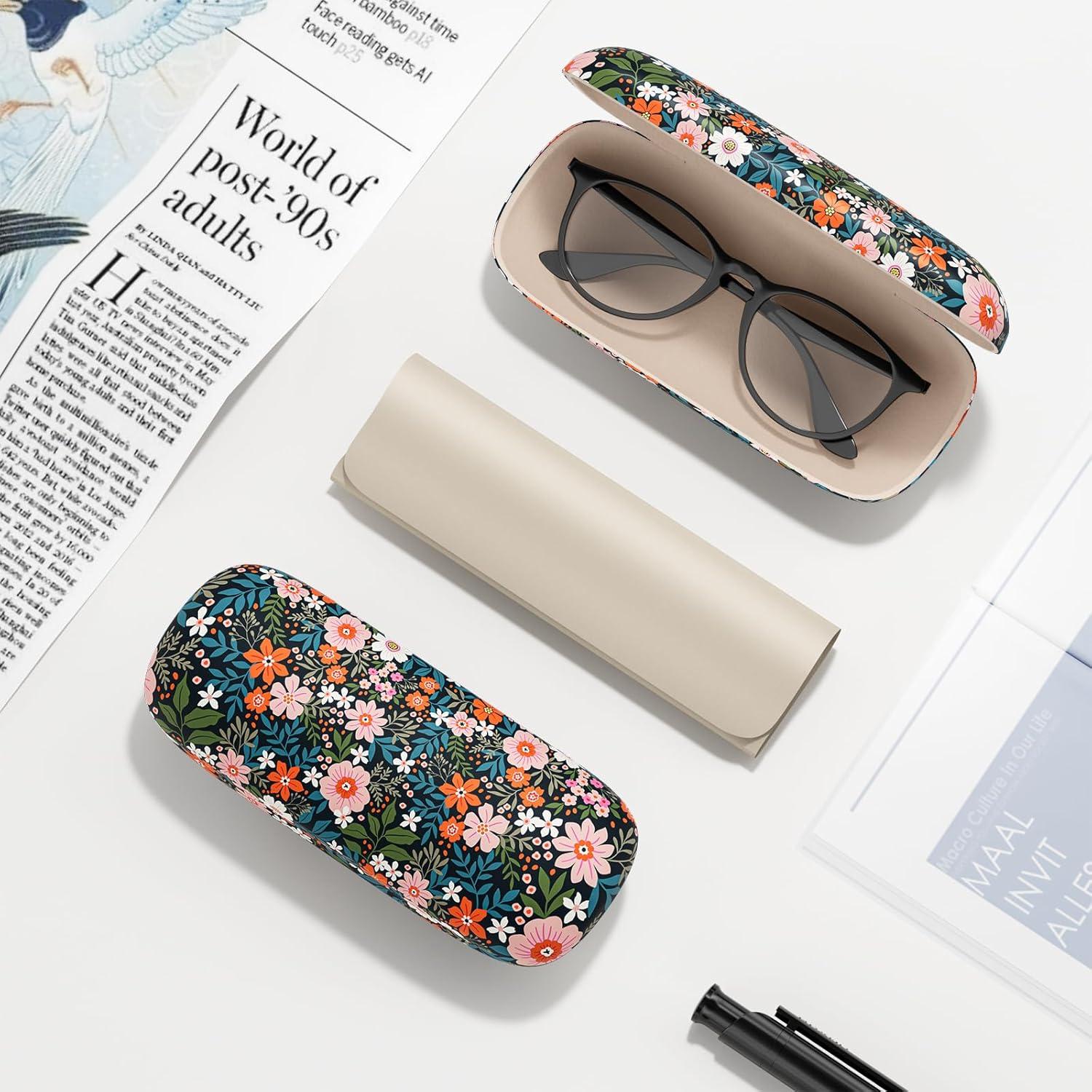 Estuche Duro para Gafas Colorido Unisex con Paño de Limpieza