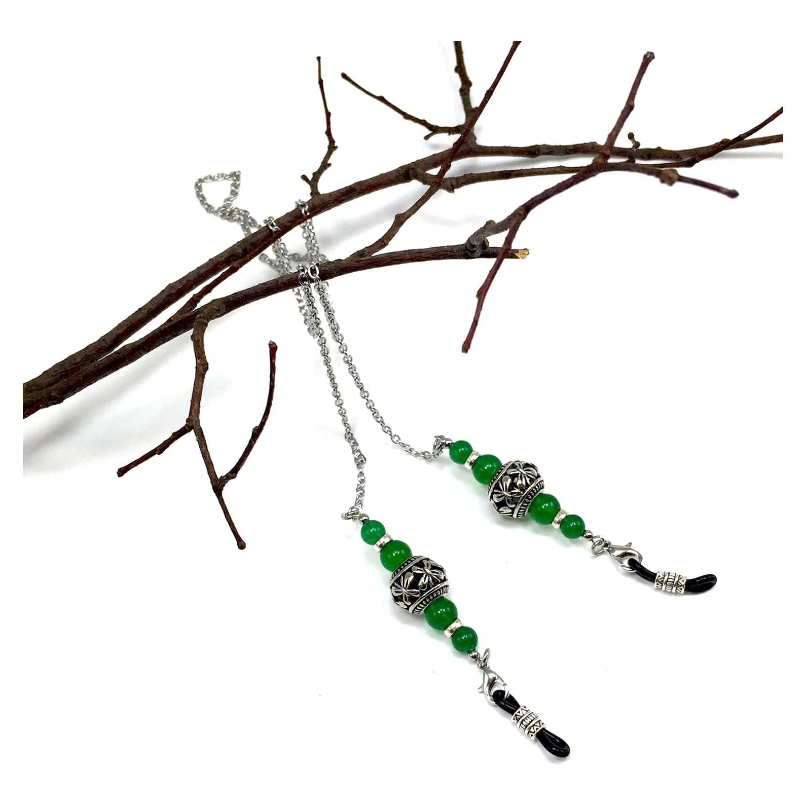 Cadena para Gafas ALBATROSART Jade Verde Hecha a Mano