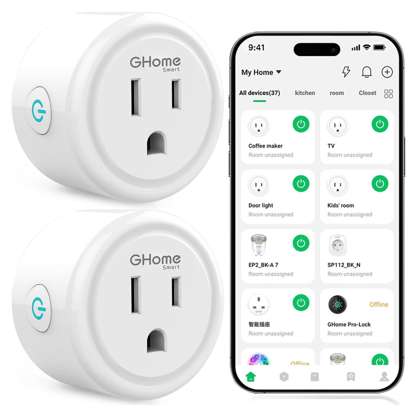 Enchufe Inteligente GHome WP3-2 WiFi Control Remoto 2 Piezas