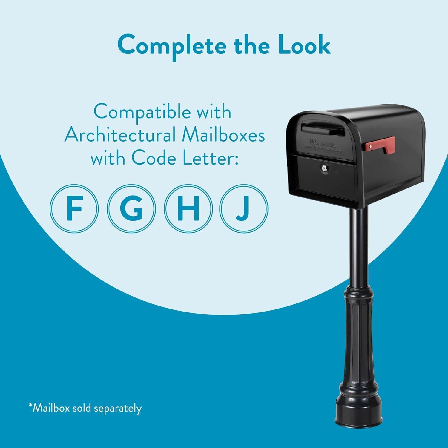 Poste de Buzón Arquitectónico 7507B Negro con Cubierta Decorativa