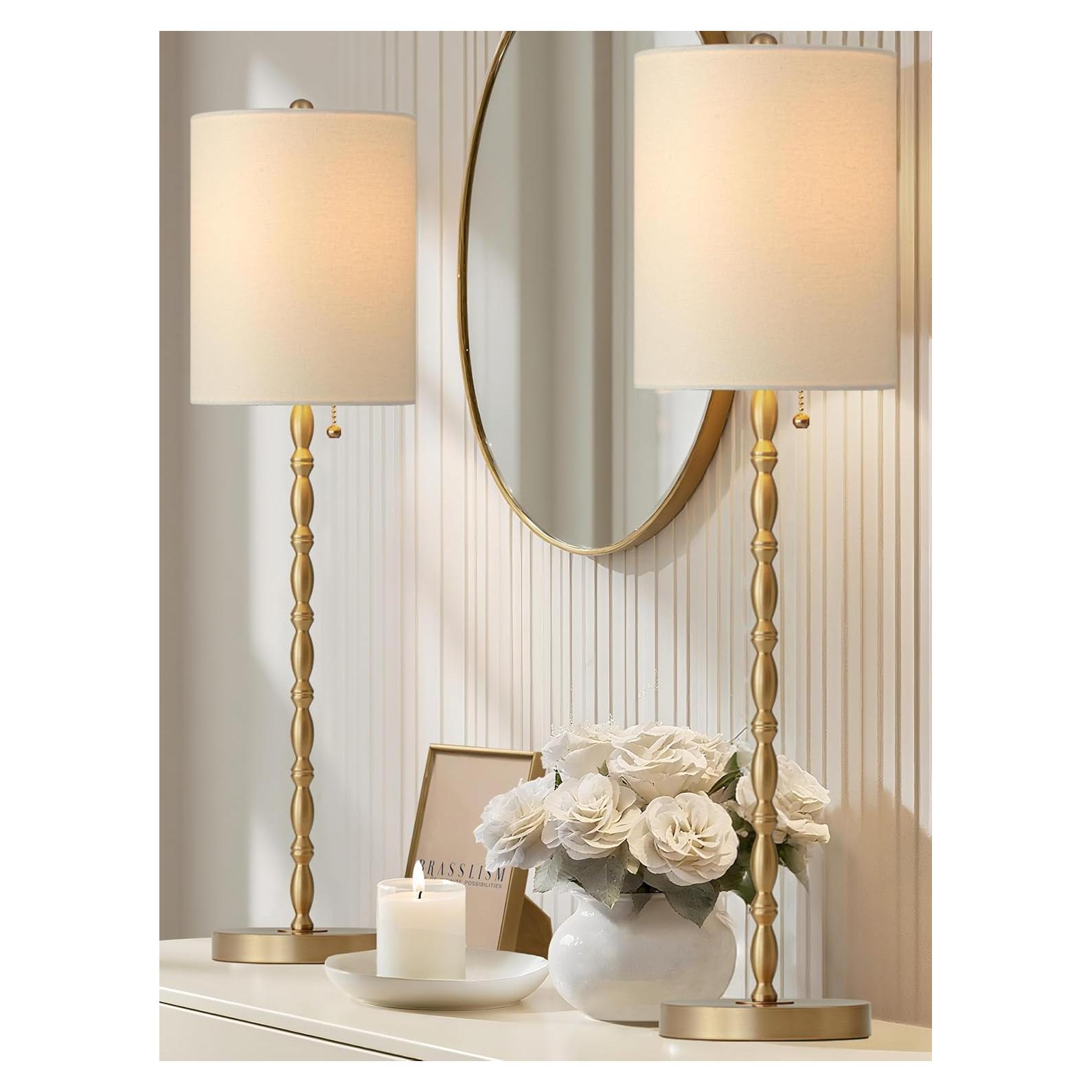 Juego de 2 Lámparas Buffet BRASSLISM 72.4 cm Latón Lino