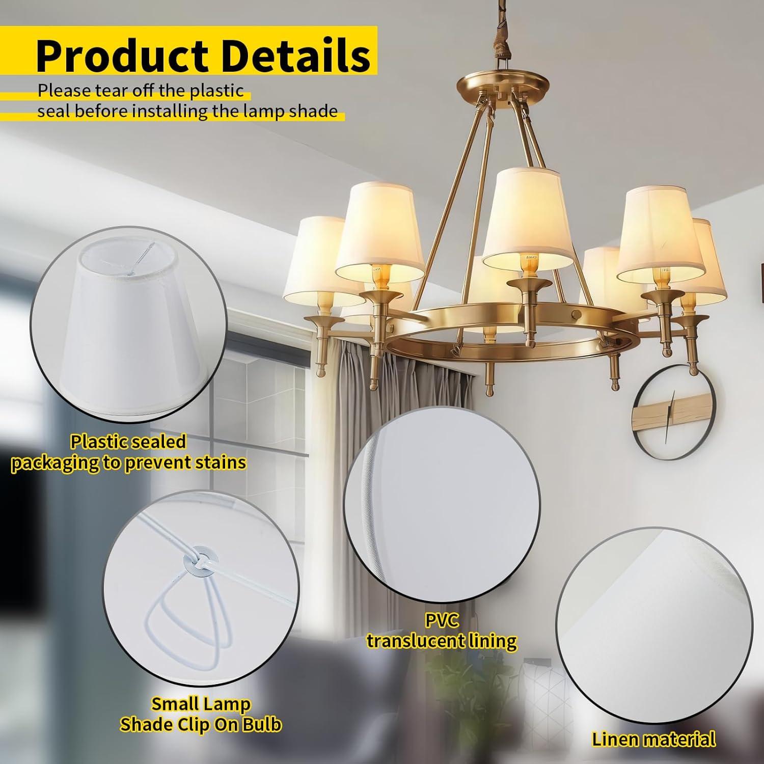 Juego de 6 Pantallas de Lámpara Clip-on Zapanopan Blanco