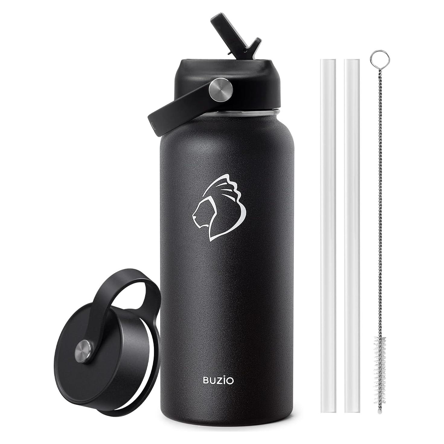 Botella de Agua Aislada BUZIO 32 oz Doble Pared Negra