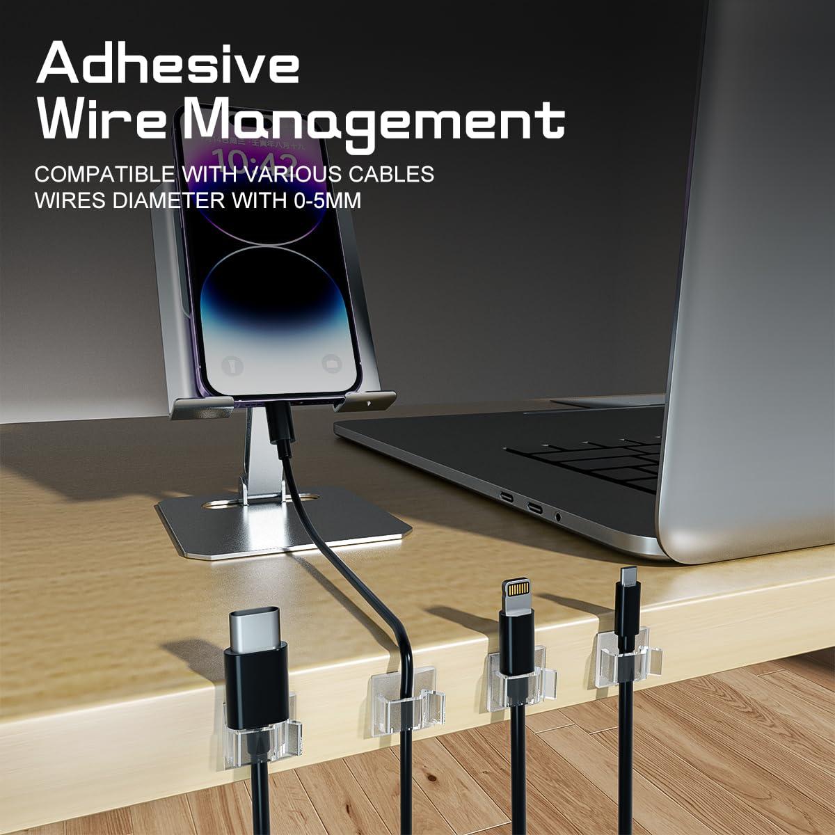 100 Clips de Cable Adhesivos KGROTE Transparentes Pequeños