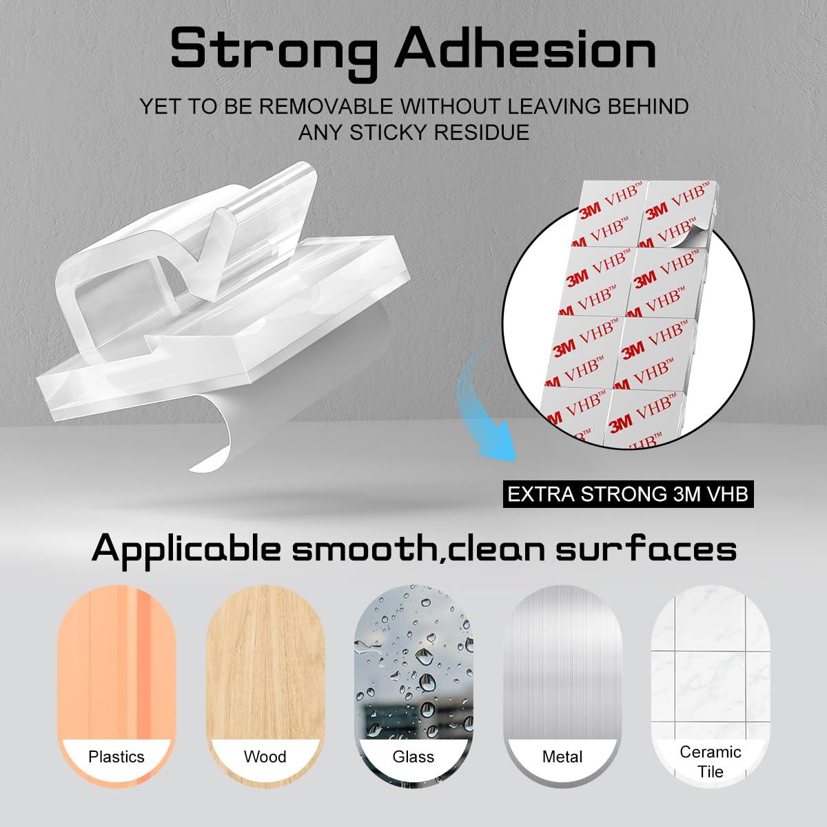 100 Clips de Cable Adhesivos KGROTE Transparentes Pequeños