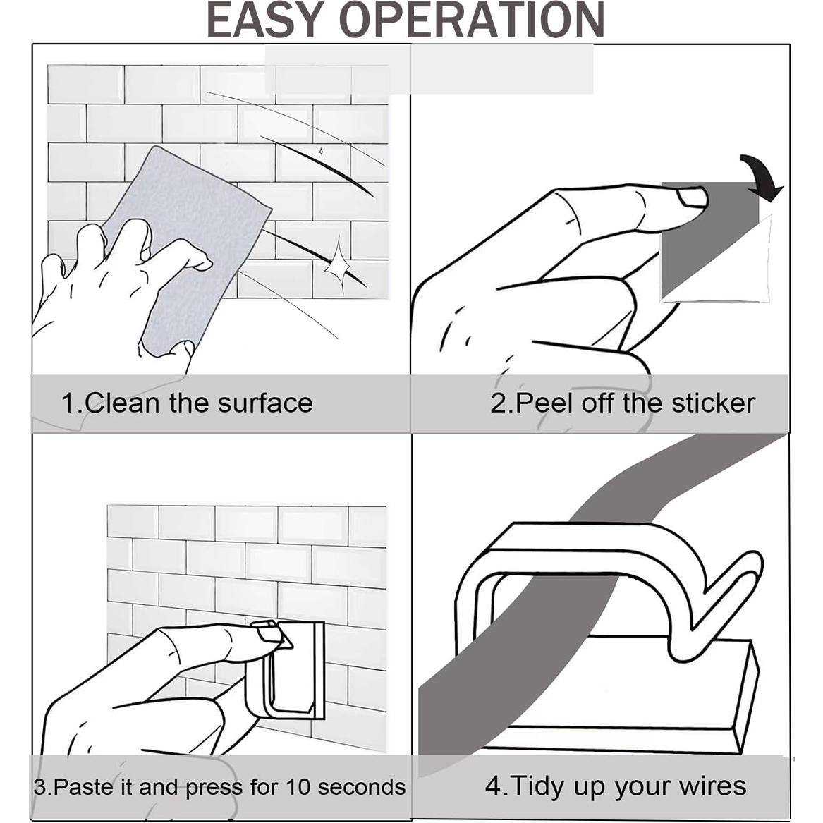 100 Clips de Cable Adhesivos KGROTE Transparentes Pequeños