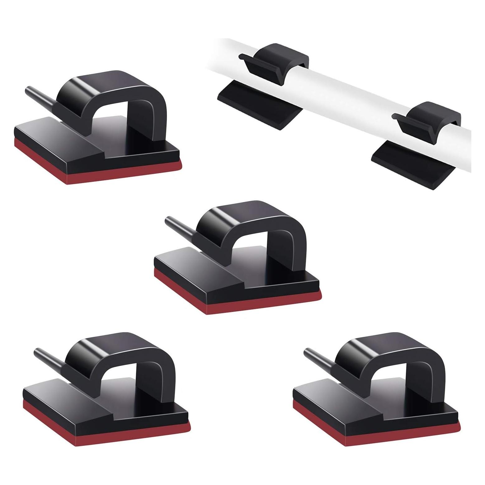 Clips Organizadores de Cables SOULWIT 50 Pcs Adhesivos Negro