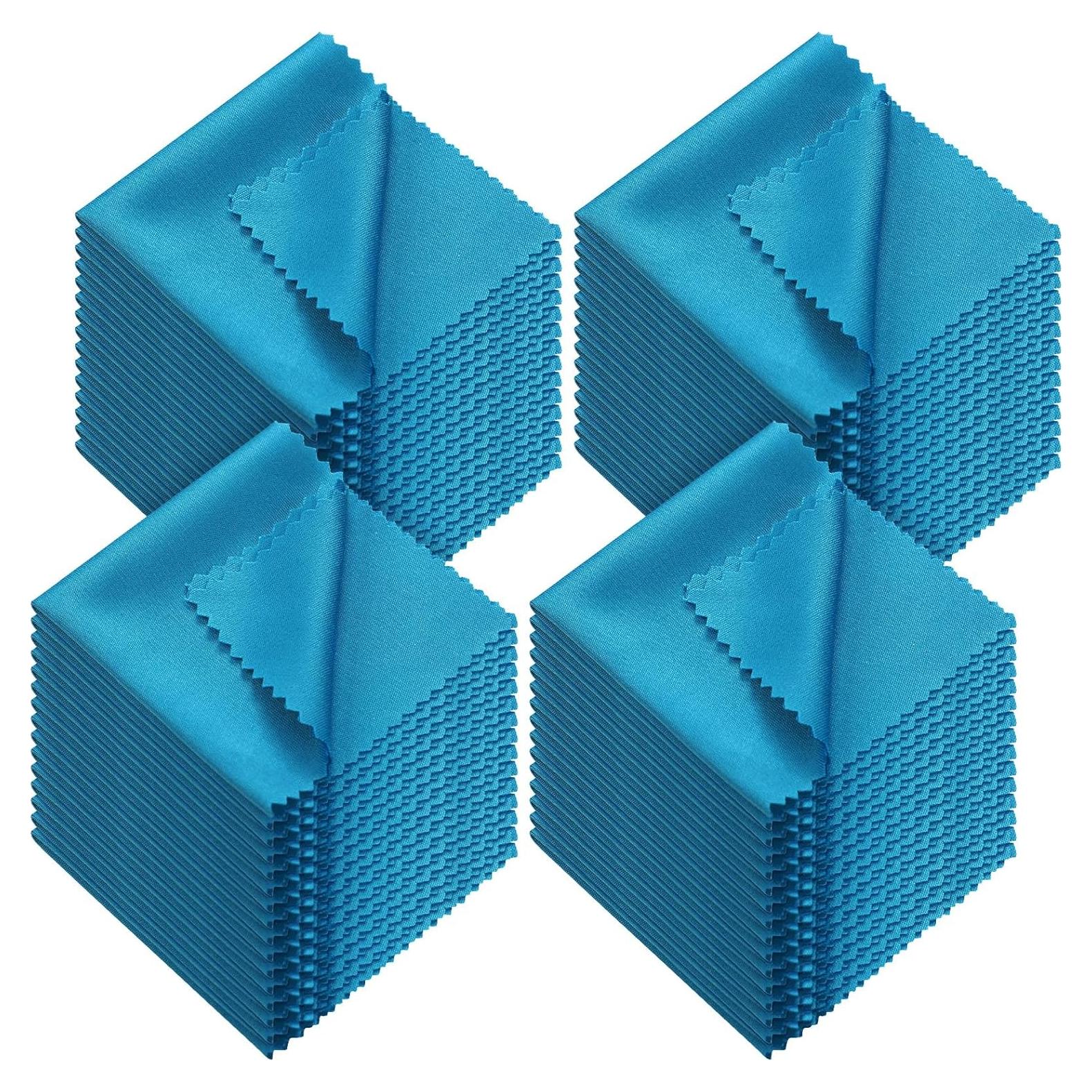 Paños de Limpieza de Gafas Sumind 100 Pcs Microfibra Azul