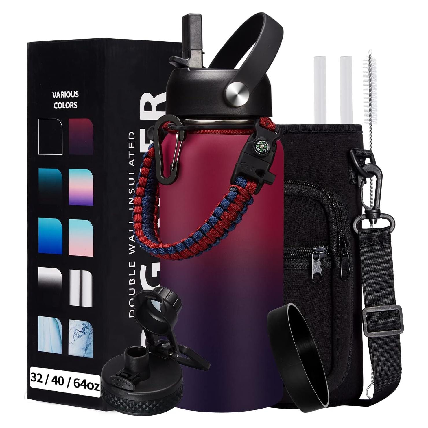 Botella de Agua Aislada DIGJUPER 32 oz con Pajilla y Asa