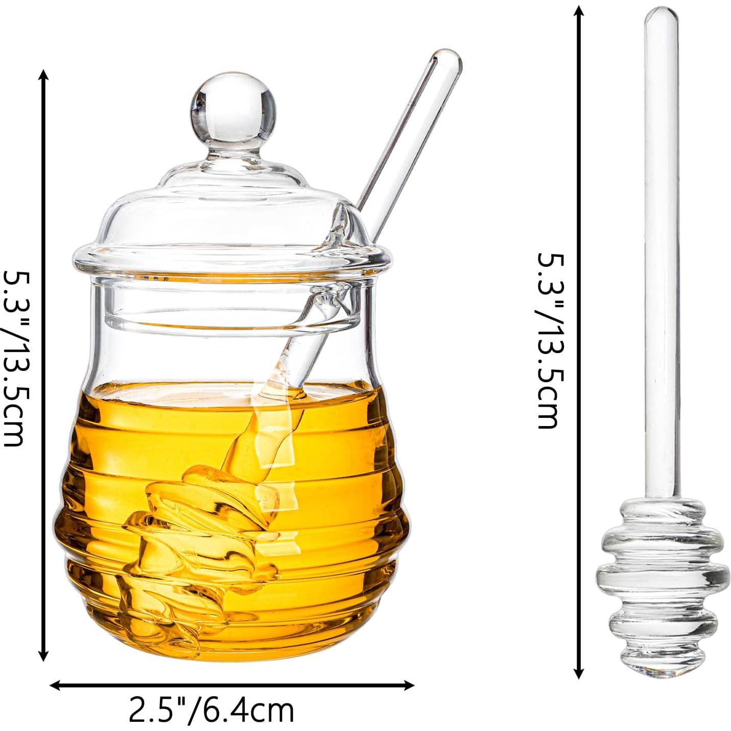 Tarro de Miel de Vidrio Lawei 300ml con Cucharón y Tapa