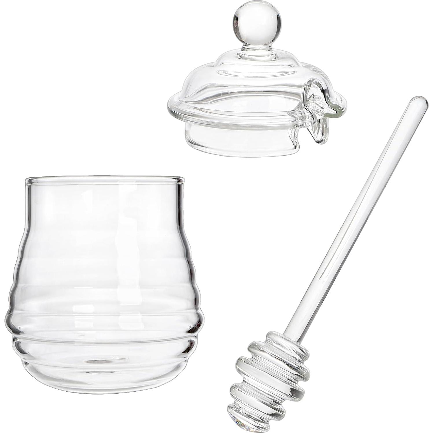 Tarro de Miel de Vidrio Lawei 300ml con Cucharón y Tapa