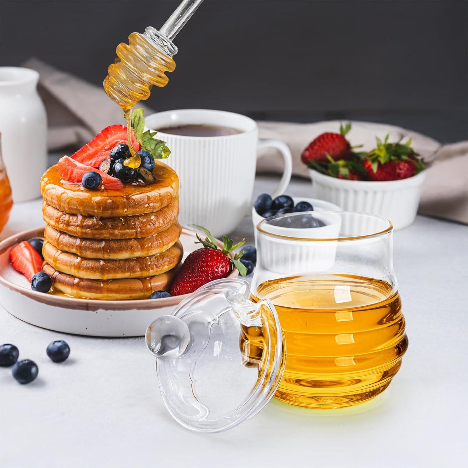 Tarro de Miel de Vidrio Lawei 300ml con Cucharón y Tapa