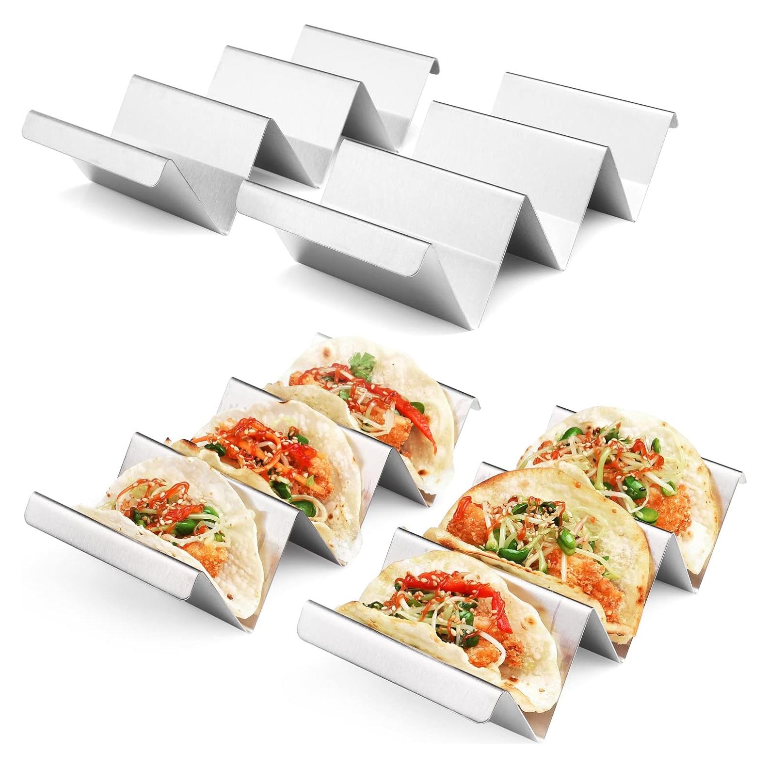 Soporte para Tacos de Acero Inoxidable - 4 Unidades a Prueba de Horno