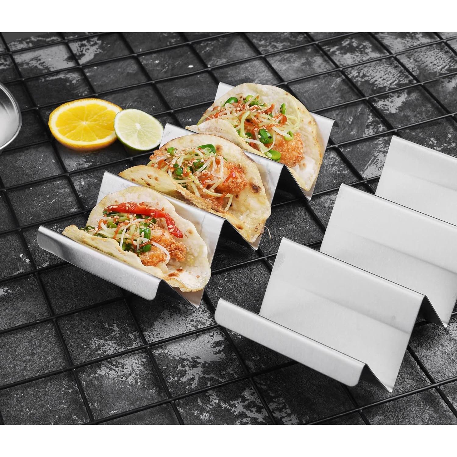 Soporte para Tacos de Acero Inoxidable - 4 Unidades a Prueba de Horno