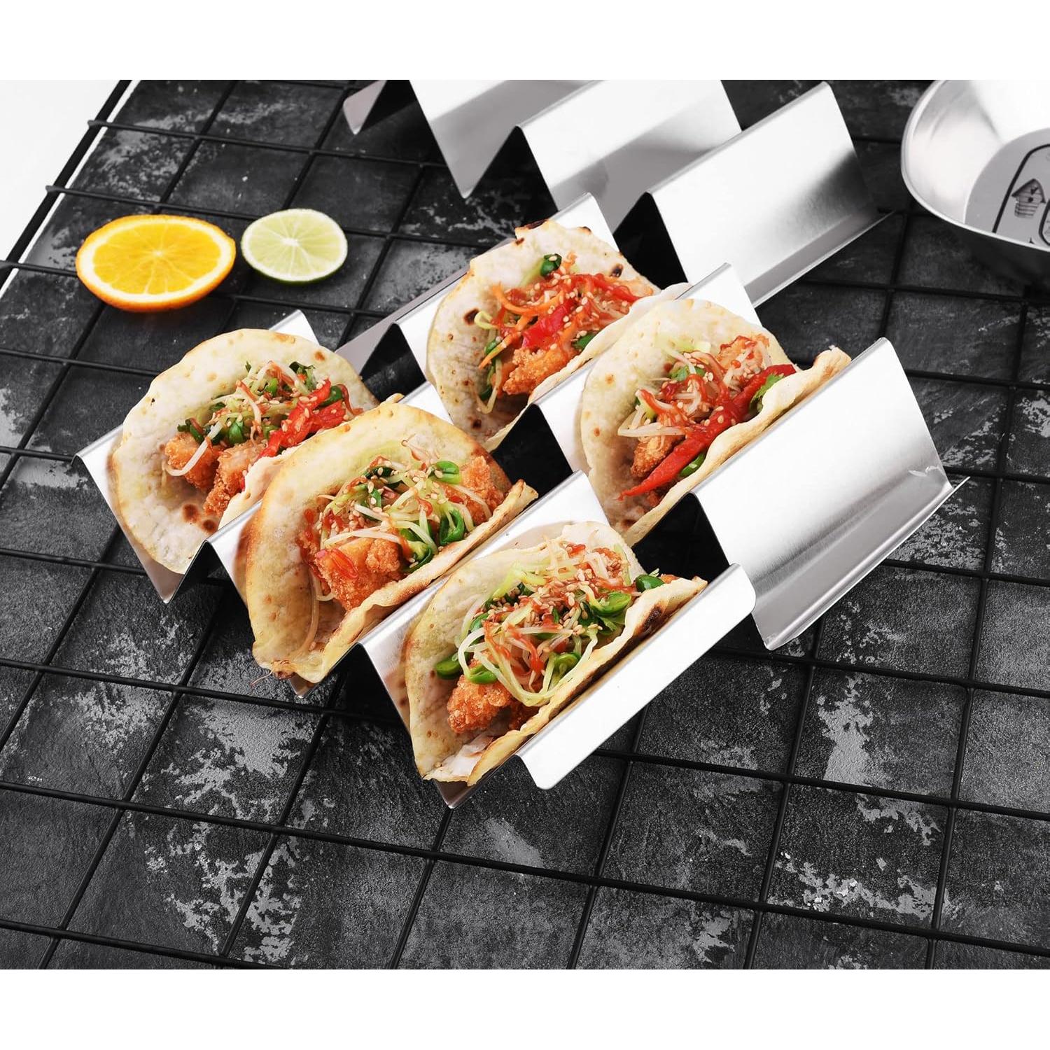 Soporte para Tacos de Acero Inoxidable - 4 Unidades a Prueba de Horno