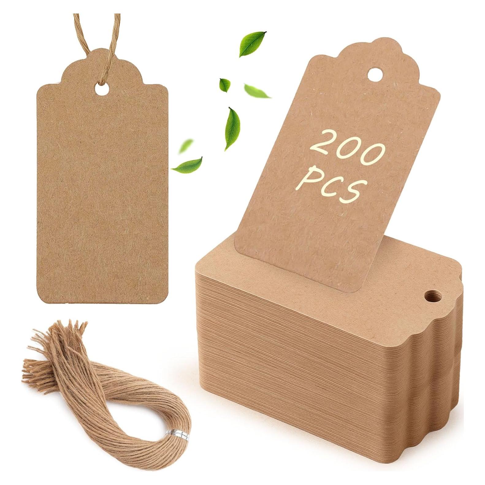 Etiquetas de Regalo SallyFashion 200pcs Papel Kraft 4.3x7.1cm